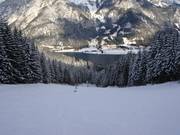Hubertusabfahrt mit Blick auf den Achensee