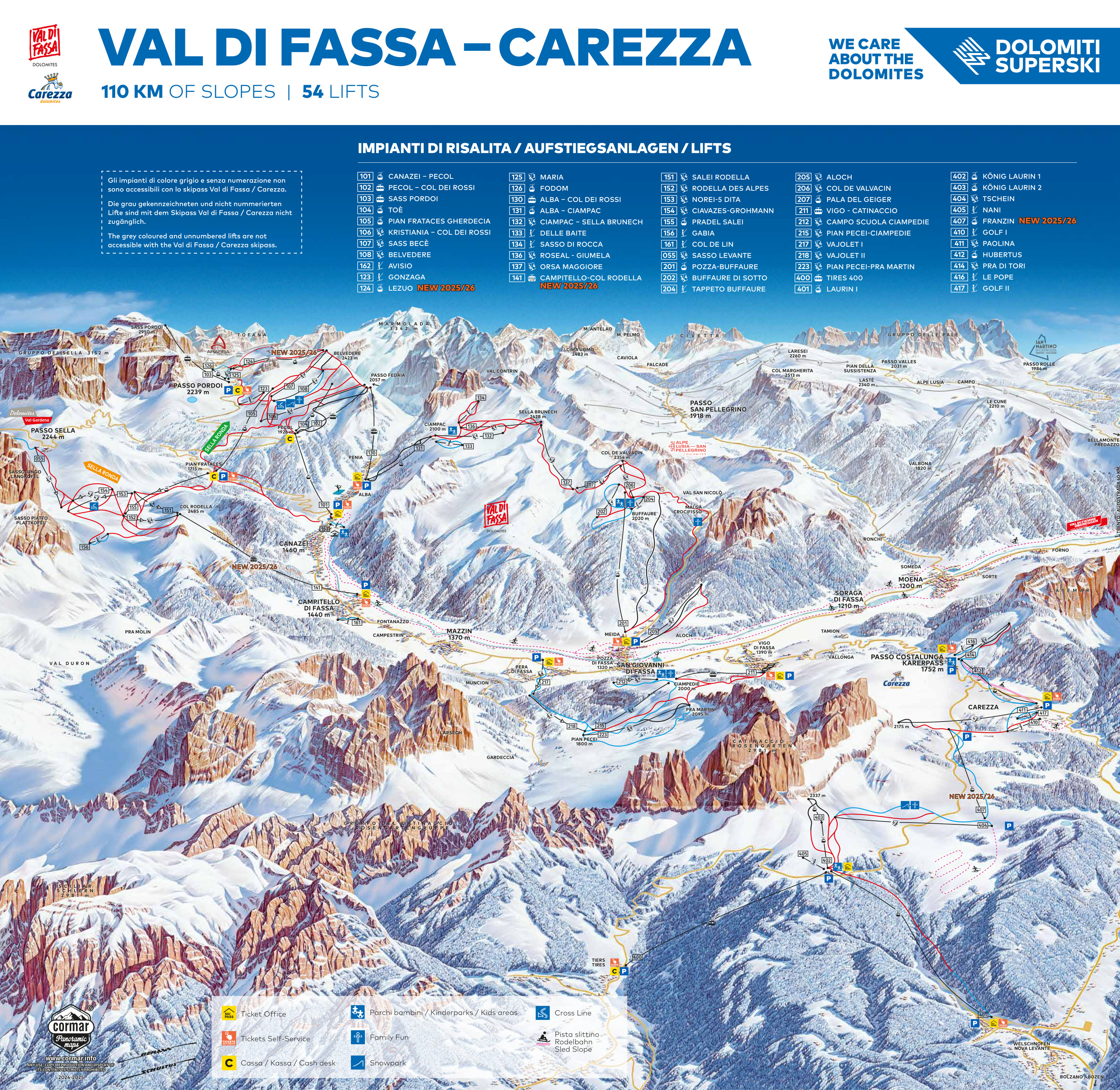 Pistenplan Catinaccio/Ciampedie – Vigo di Fassa/Pera di Fassa