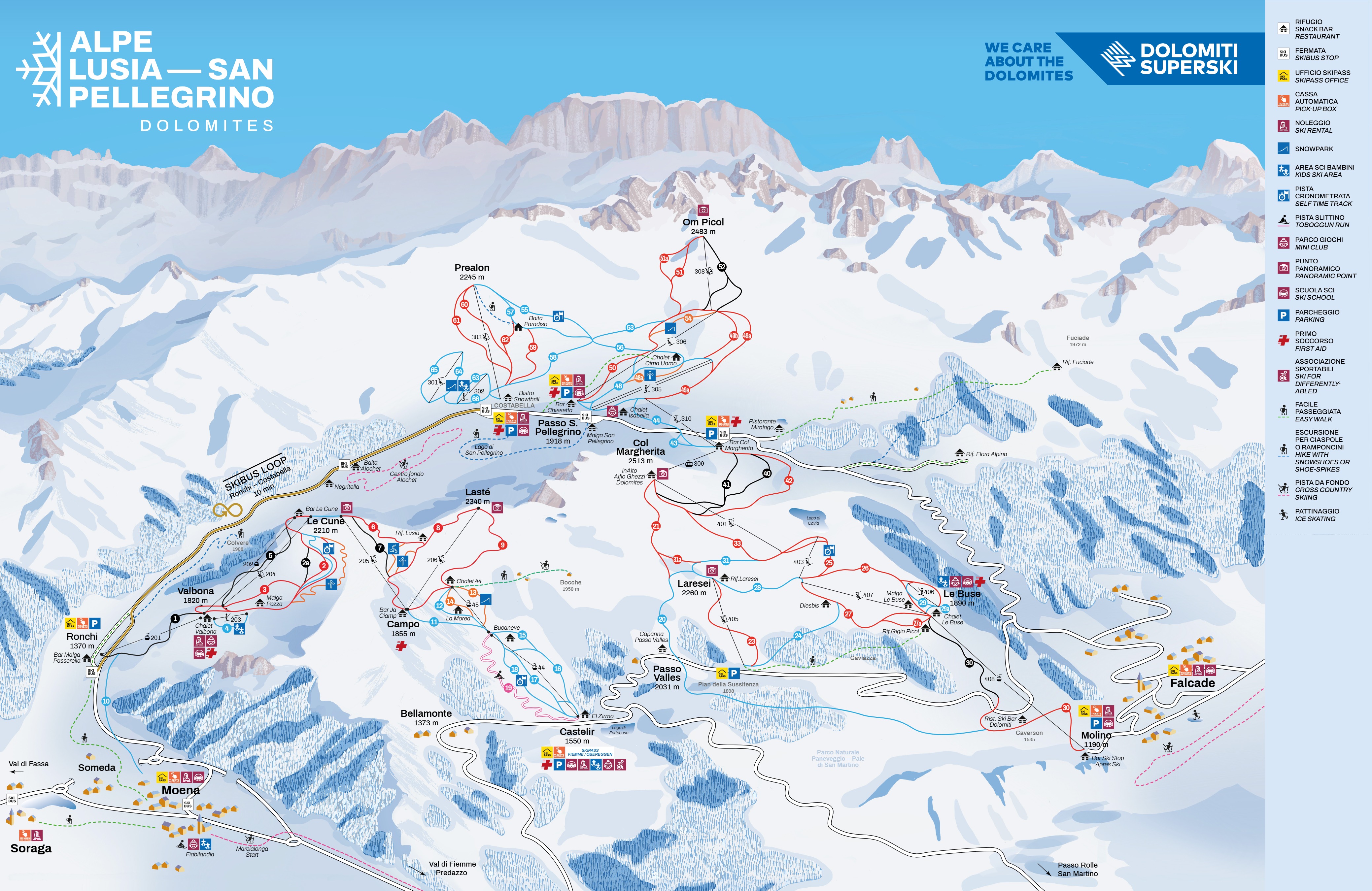Pistenplan Alpe Lusia – Moena/Bellamonte
