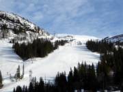 Breite Piste Stjärnbacken oberhalb von Åre