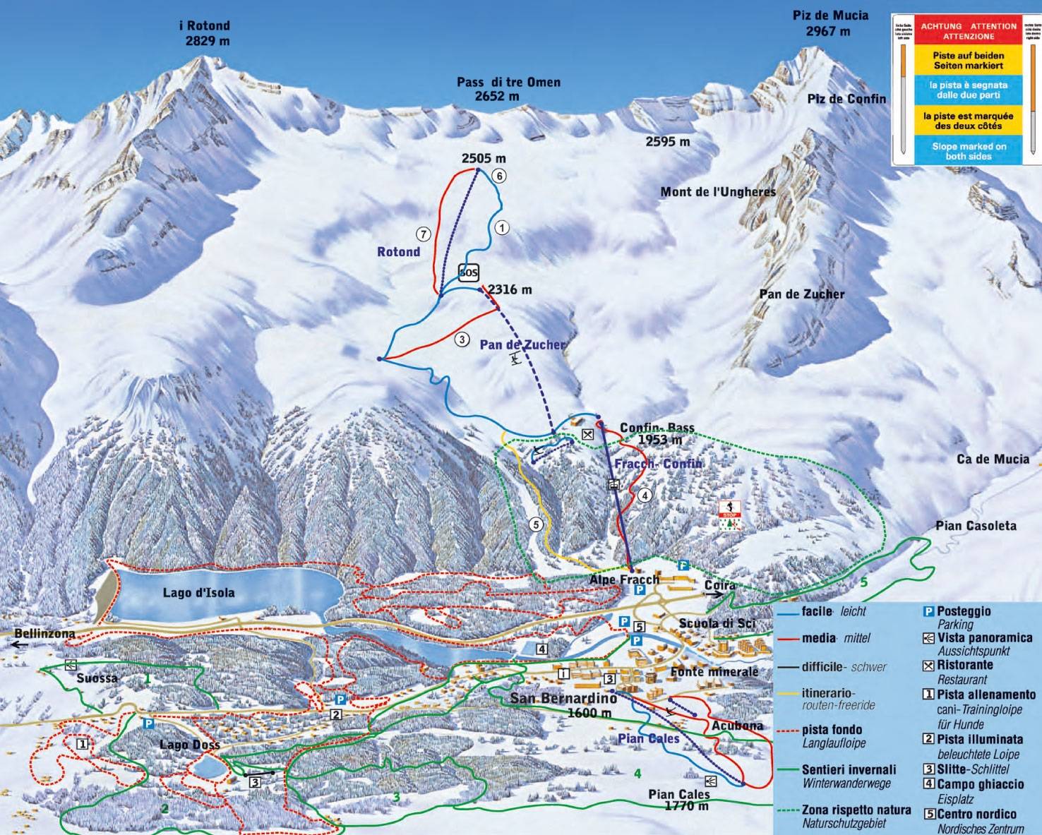 Pistenplan Vom Skigebiet San Bernardino